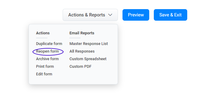 How to re open a closed form